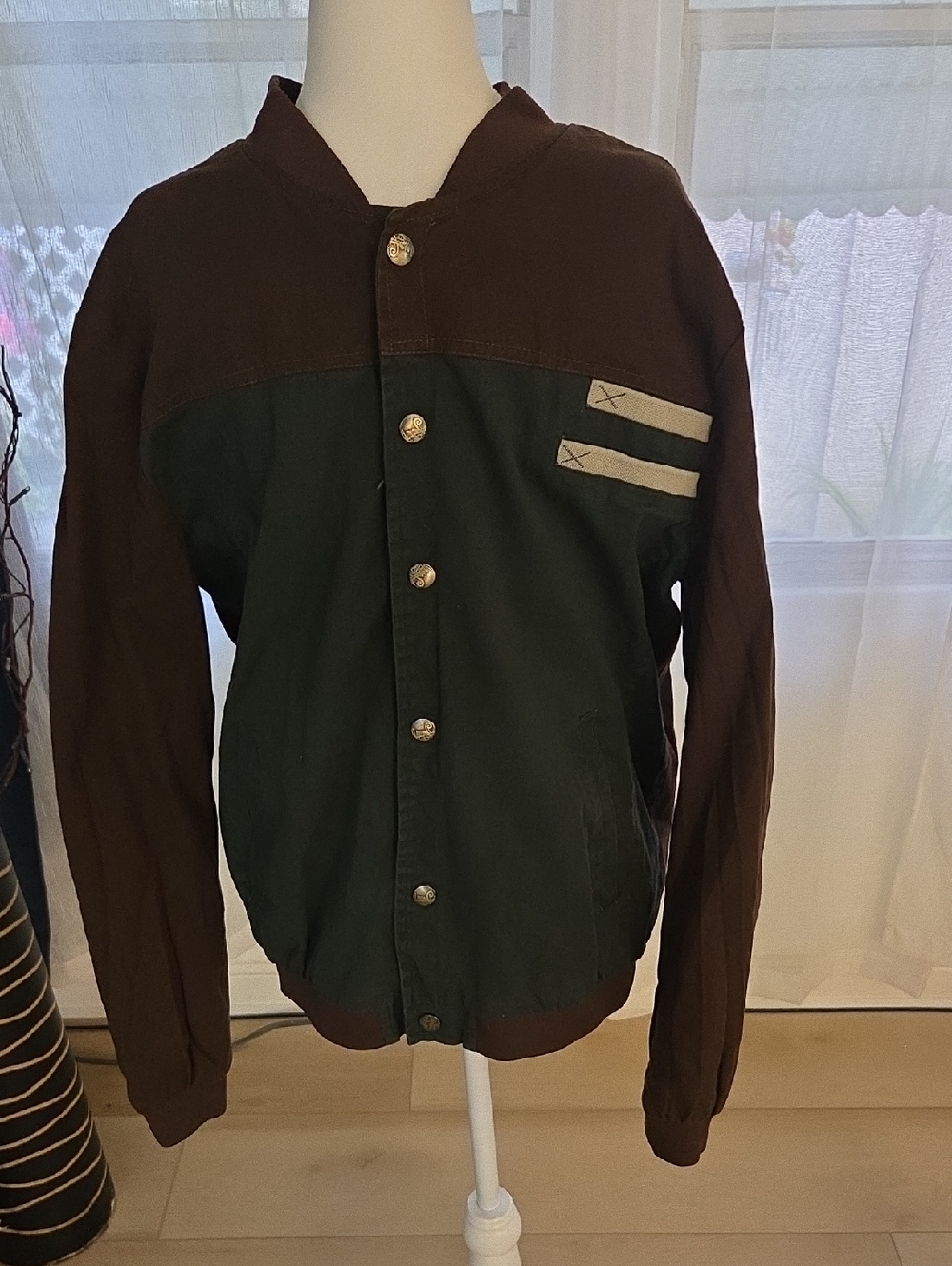 Westport Two-Tone Brown and Dark Green Snap Bomber Jacket